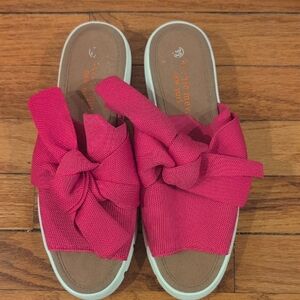 bernie mev. Fuchsia Bow Slide Sandals
